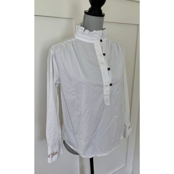 One X Oneteaspoon Ruffle Neck Shirt in White Small Good Times-Feel Good Cuffs - Picture 2 of 5